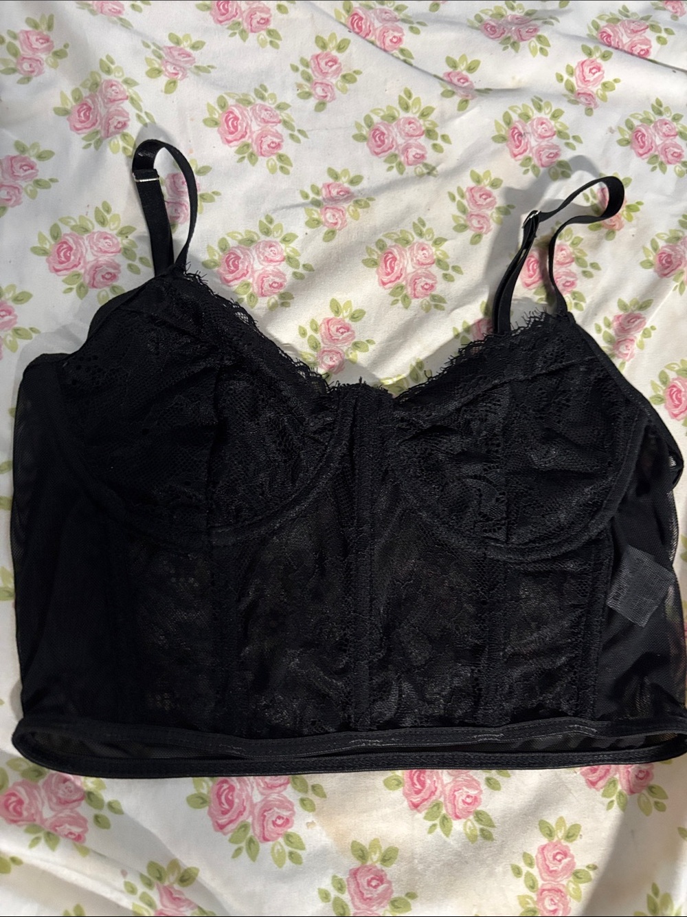 SHEIN black lace bustier corset crop top 🖤
